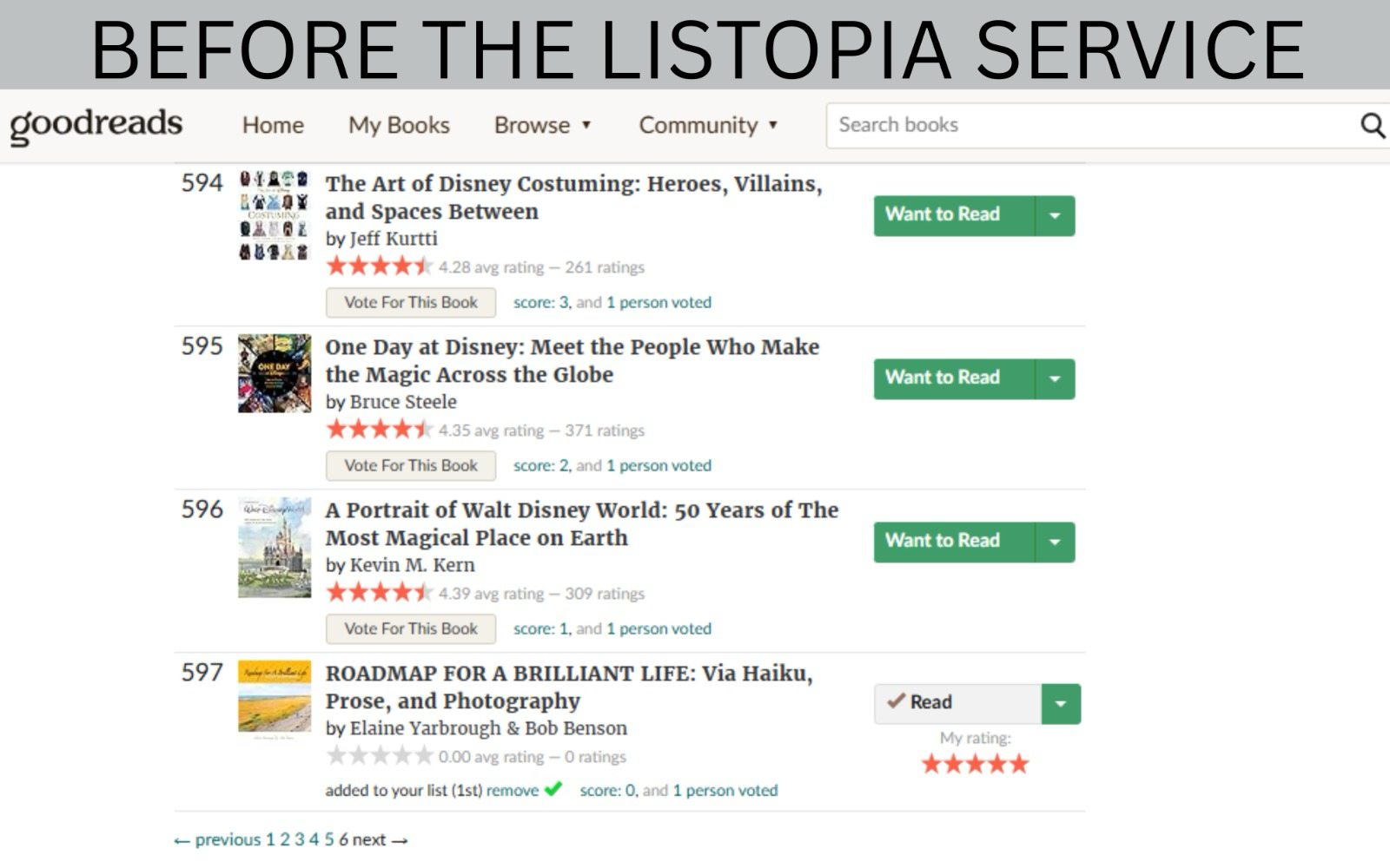 Roadmap for a Brilliant Life: Before: Goodreads list position